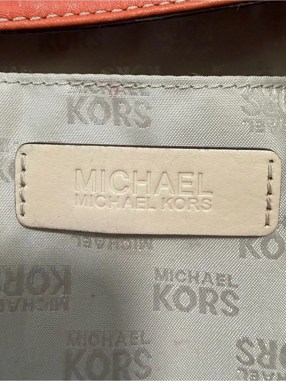 Michael Kors Orange Leather Tote with Tan Straps